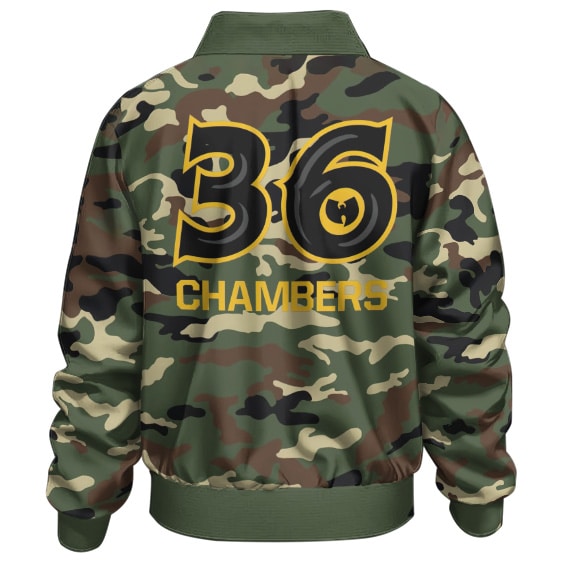 36 Chambers Wu-Tang Clan Logo Camouflage Bomber Jacket