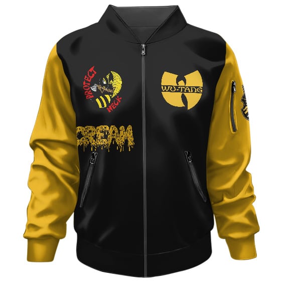 Dope Wu-Tang Clan Cream Killer Bee Logo Art Varsity Jacket