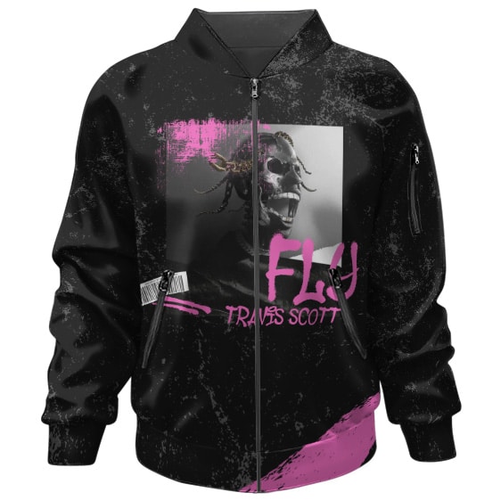 Travis Scott Fly Grunge Design Black Bomber Jacket