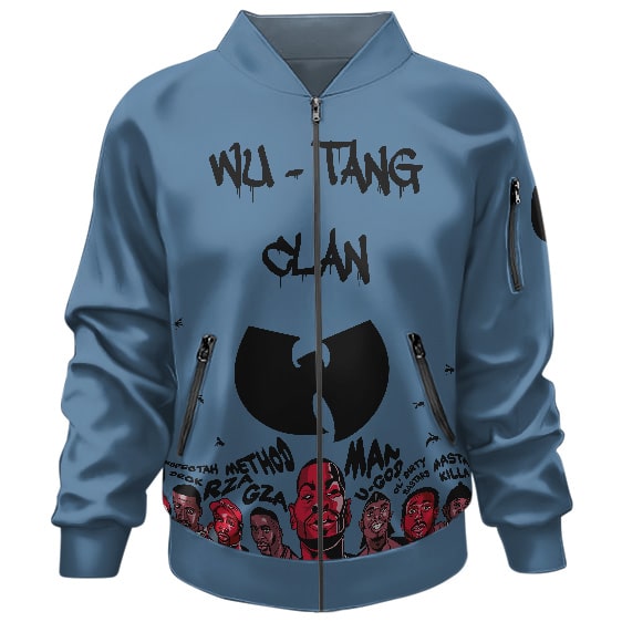 Wu-Tang Clan Crew Members Cartoon Art Blue Bomber Jacket