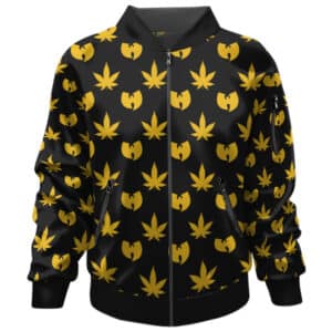 Wu-Tang Clan Iconic Logo & Weed Pattern Black Bomber Jacket