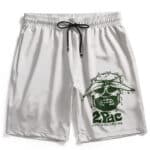 2Pac Is Alive Skull Face Logo Art White Swim Shorts