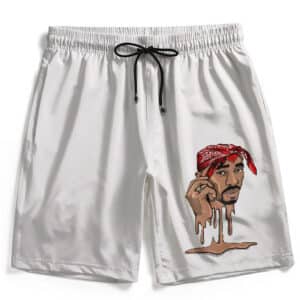 American Rapper Tupac Shakur Drip Face Art Beach Shorts