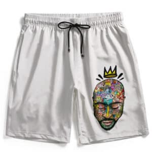 Crowned King Tupac Makaveli Colorful Doodle Art Swim Shorts