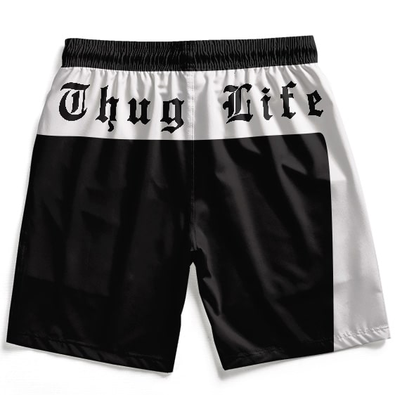 Dope 2Pac Makaveli Thug Life Rapper Black White Swim Shorts