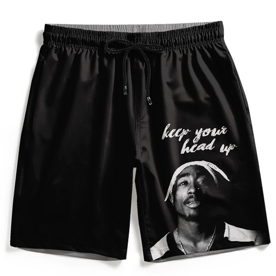 Keep Your Head Up Tupac Shakur Photo Art Swim Trunks