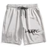 Tupac Shakur Minimalist Logo Typography Art White Board Shorts