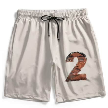 2Pac Makaveli Shakur Number Logo Art Awesome Swim Trunks - Rappers Merch