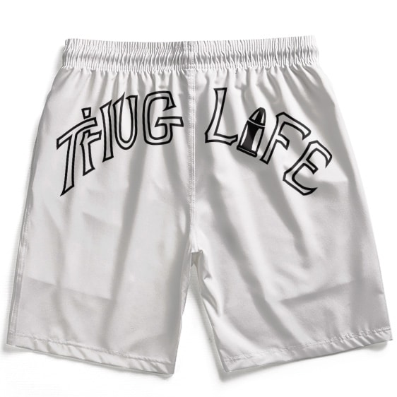 2Pac Thug Life 2 Die 4 Pharaoh Line Logo Art White Beach Shorts