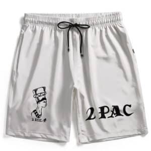 2Pac Thug Life 2 Die 4 Pharaoh Line Logo Art White Beach Shorts