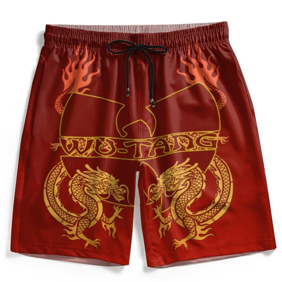 Amazing Wu-Tang Clan Dragon Logo Red Beach Shorts