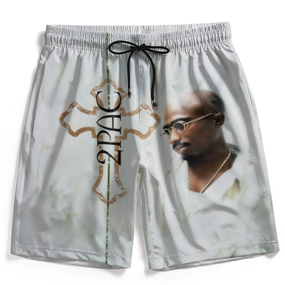 American Rapper 2Pac Shakur Cross Tribute Art Men's Shorts
