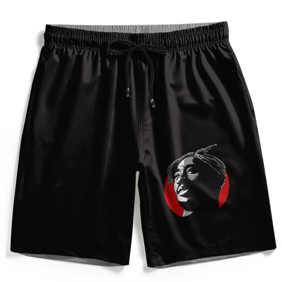 American Rapper 2Pac Shakur Head Art Black Men's Shorts