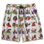 American Rapper Snoop Dogg Cartoon Art Pattern Swim Trunks