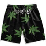 American Rapper Snoop Dogg Weed Leaf Pattern Black Swim Trunks