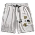 Bad 4 Me Snoop Dogg Marijuana Joint Art White Board Shorts