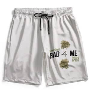 Bad 4 Me Snoop Dogg Marijuana Joint Art White Board Shorts