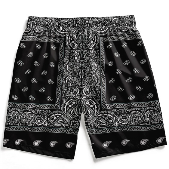 Badass Snoop Dogg Gangster Bandana Pattern Black Beach Shorts