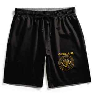 C.R.E.A.M. Wu-Tang Clan Members Crest Logo Black Gym Shorts