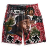 Classic Tupac Amaru Shakur Photo Bandana Pattern Swim Trunks