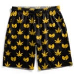 Cool Wu-Tang Clan Icon & Weed Logo Pattern Swim Trunks