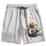 King Snoop Dogg Dollar Cartoon Art White Swim Shorts