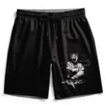 Legendary Rapper Tupac Shakur Cross Logo Black Swim Trunks