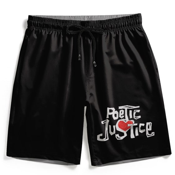 Poetic Justice Tupac's Film Logo Black Swim Shorts