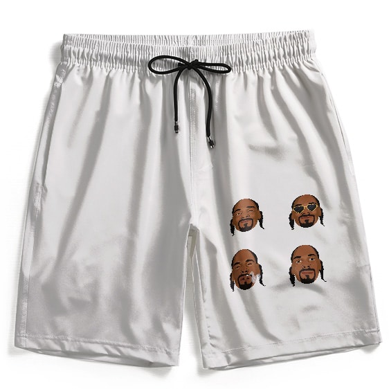 Rap Icon Snoop Dogg Four Heads Artwork White Swim Shorts