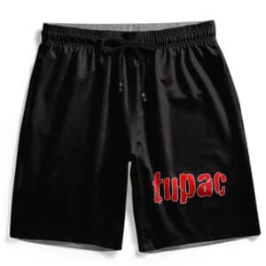 Rap Icon Tupac Makaveli Name Art Black Red Swim Trunks