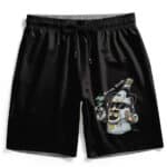 Smoking Snoop Dogg Whiskey Bottle Cartoon Art Black Gym Shorts