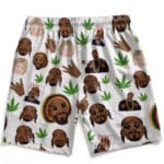 Snoop & Martha Weed Head Pattern White Swim Trunks