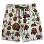 Snoop & Martha Weed Head Pattern White Swim Trunks