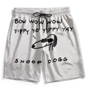 Snoopy Snoop Dogg Cartoon Art White Board Shorts