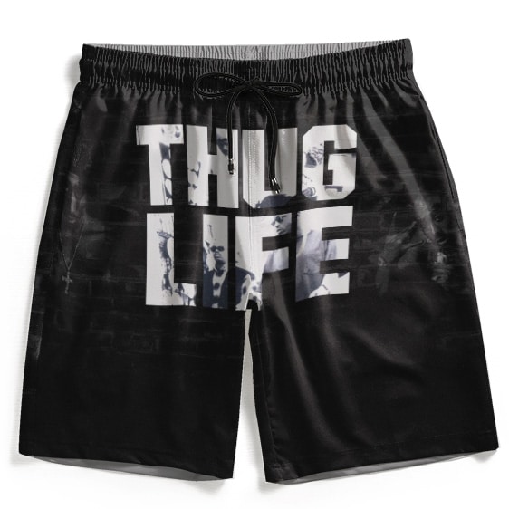 Thug Life Gangsta 2Pac Makaveli Typography Art Swim Shorts