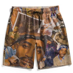 Tupac Shakur Fuck The World Vintage Photo Collage Beach Shorts