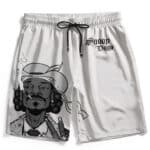 West Coast Rapper Snoop Dogg Smoking Art White Swim Shorts