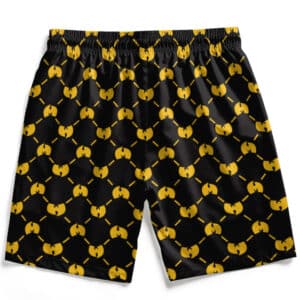 Wu-Tang Clan Iconic Logo Pattern Black Yellow Beach Shorts