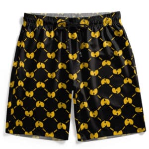 Wu-Tang Clan Iconic Logo Pattern Black Yellow Beach Shorts