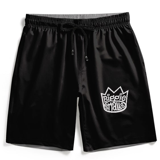 American Rapper Biggie Smalls Name Crown Art Black Swim Shorts