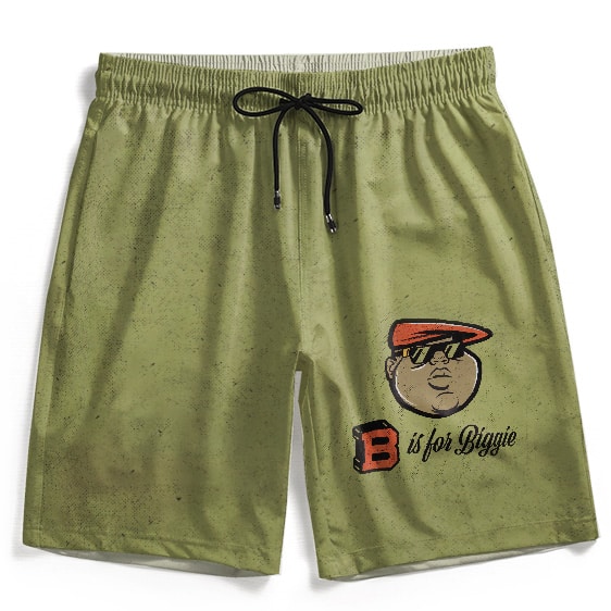 B Is For Biggie Cartoon Head Art Grunge Green Beach Shorts