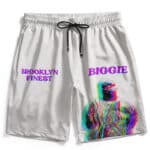 Biggie Smalls Brooklyn Finest Retro Glitch Art White Swim Trunks
