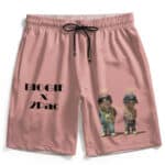 Biggie & Tupac Angel Halo Tribute Art Pink Beach Shorts