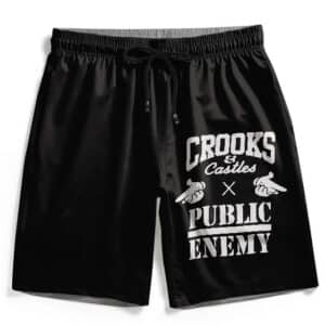 Crooks & Castles X Public Enemy Logo Black Gym Shorts