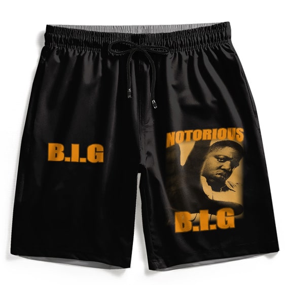 Hip-Hop Rapper Notorious B.I.G. Classic Art Black Swim Shorts