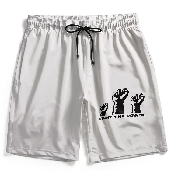 Public Enemy Fight The Power Hand Fist Artwork White Gym Shorts