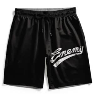 Public Enemy Minimalist Design Black Men's Shorts
