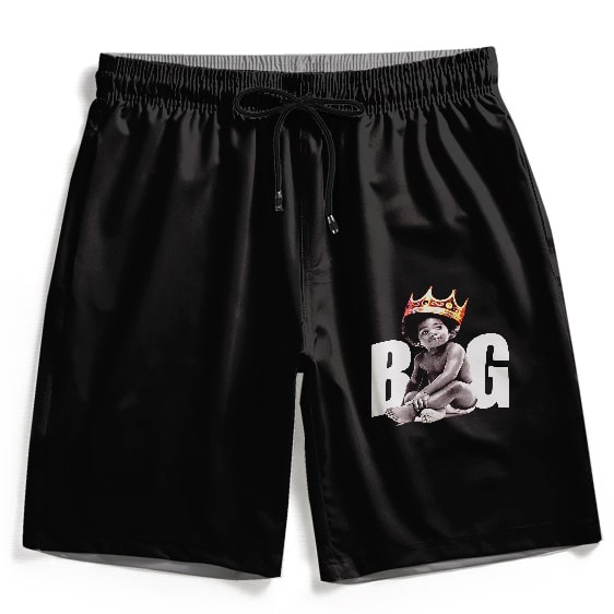 The Notorious B.I.G. Crown Kid Logo Art Black Swim Shorts