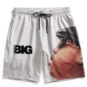 The Notorious B.I.G. Side-View Logo Art White Swim Shorts