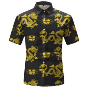 Dope Wu-Tang Clan Dragon Logo Pattern Button-Up Shirt